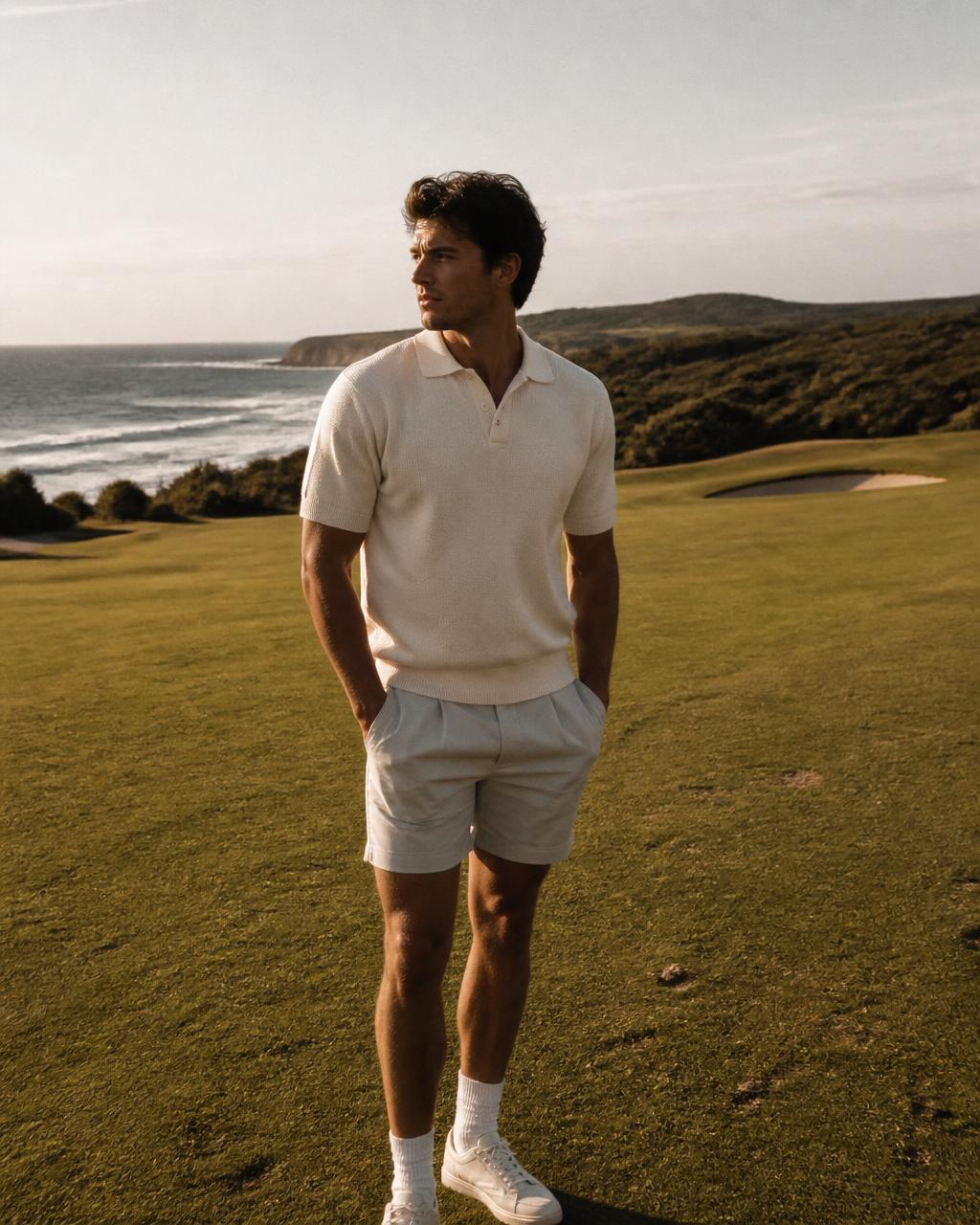 New Wave menswear on a coastal golf course